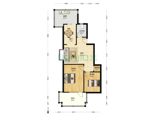 环山路138号 2室2厅1卫 90平方
