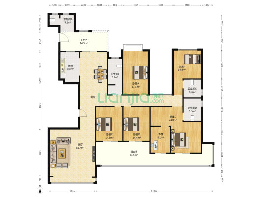 未来方舟G6组团 6室1厅4卫 288平方