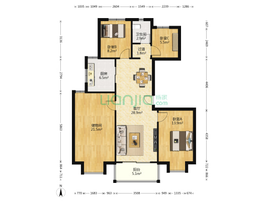银城旭辉云台天境 3室1厅1卫 120平方