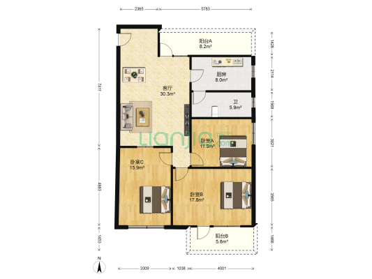 粤垦路红英街 3室1厅1卫 127平方