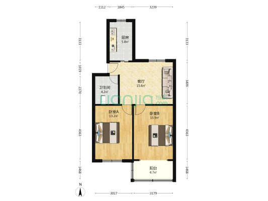寒山寺路新村 2室1厅1卫 69平方