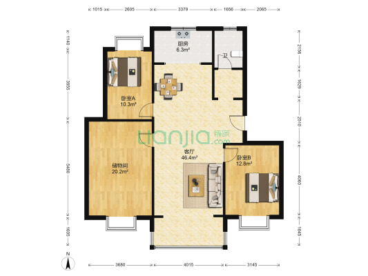 西城华寓 2室1厅1卫 125平方
