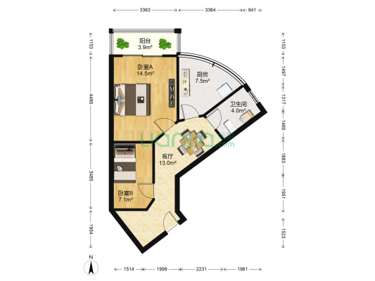 佳利秀水公寓 2室1厅1卫 64平方