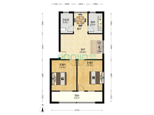 天使村家属区 2室1厅1卫 81平方