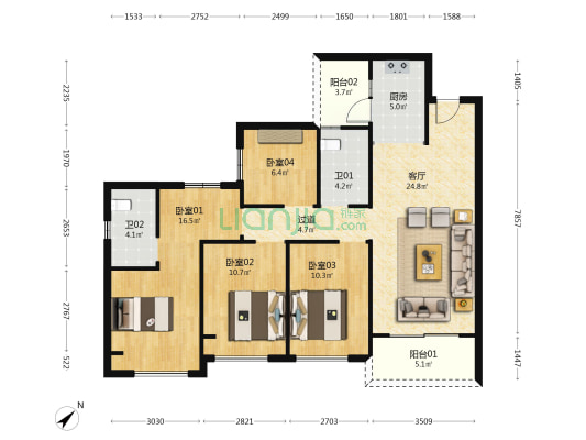 粤海拾桂府 4室1厅2卫 112平方