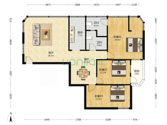 丝织路 3室2厅2卫 123平方