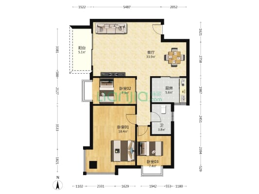 阳光荔景 3室1厅1卫 99平方