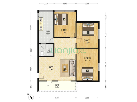 弼塘中一街 3室1厅1卫 103平方