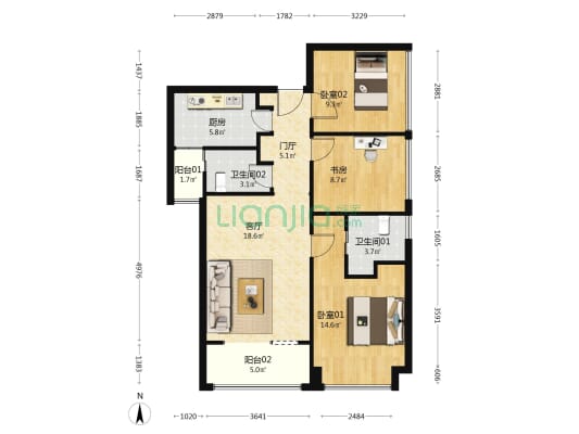 独树阳光里 3室1厅2卫 100平方