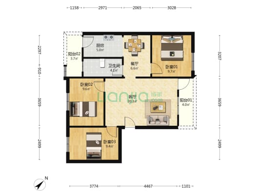 新秀秀南街109号大院 3室2厅1卫 86平方