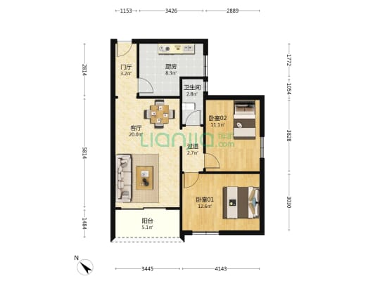 富盛苑 2室1厅1卫 81平方