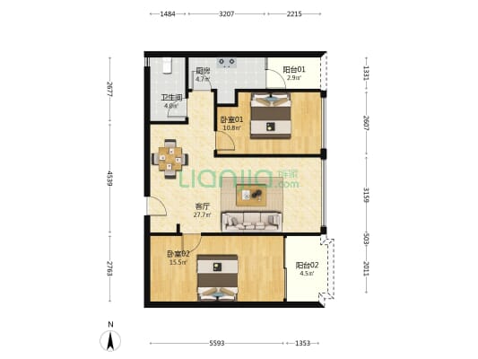 满京华云著三期 2室1厅1卫 72平方