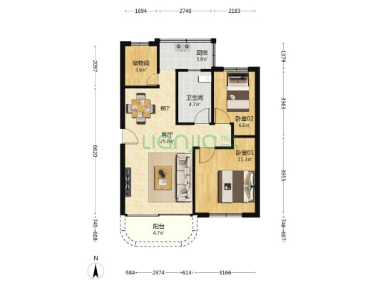 福滨新村 2室1厅1卫 72平方