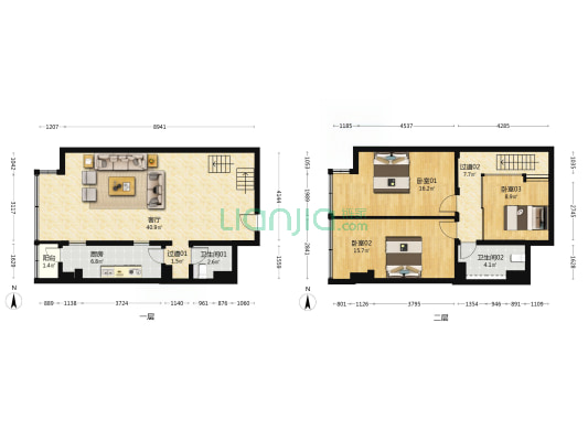 珠江摩尔国际中心 3室1厅2卫 80平方