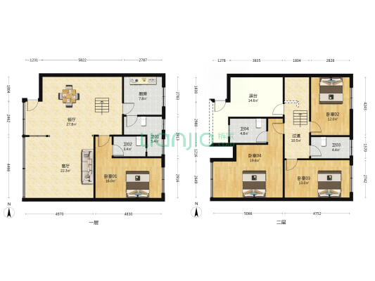 明德楼 4室2厅4卫 187平方