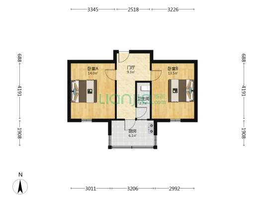 哈轴职工住宅新区 2室0厅1卫 53平方