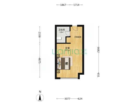 佛山恒大苏宁广场 1室0厅1卫 44平方