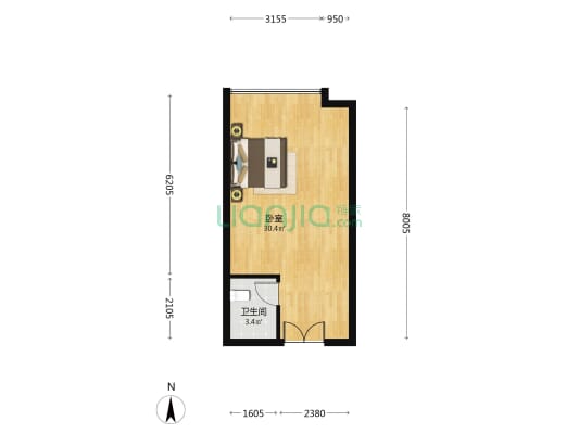澳新亚大厦 1室0厅1卫 45平方