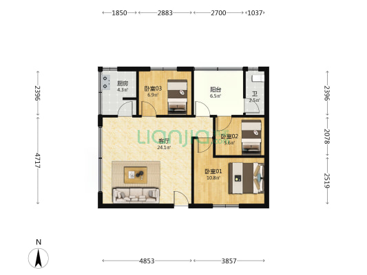 嘉乐楼 3室1厅1卫 89平方