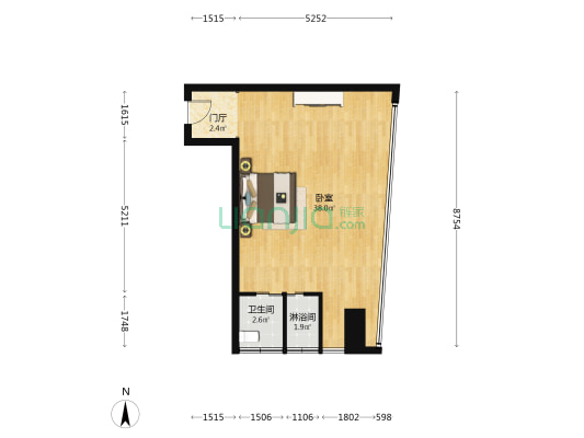航天科创广场 1室0厅2卫 52平方