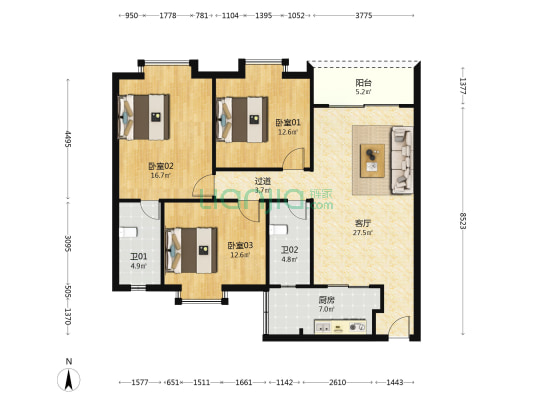 怡景苑 3室1厅2卫 111平方