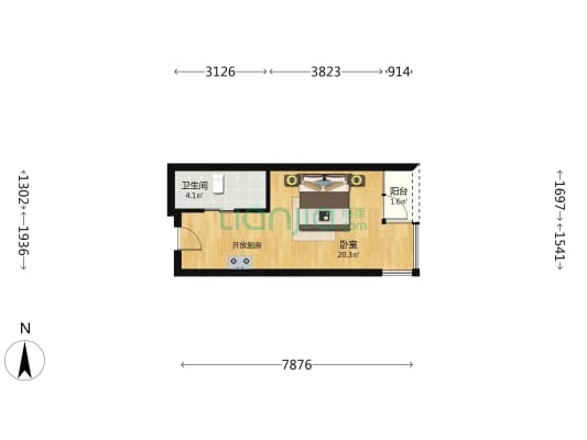 招商前海·领尚公馆 1室0厅1卫 41平方