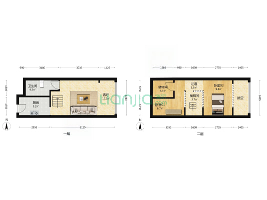 三江阳光银座 2室1厅1卫 46平方