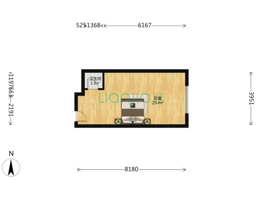 南宁万科大厦 1室0厅1卫 50平方