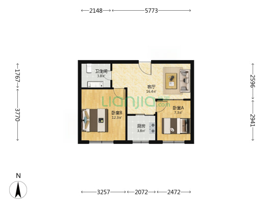 新胜园小区 2室1厅1卫 62平方