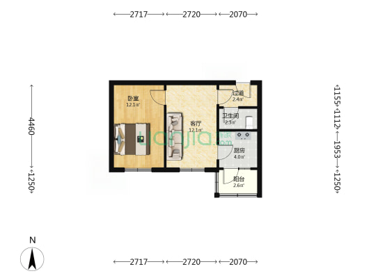 广开里 1室1厅1卫 42平方