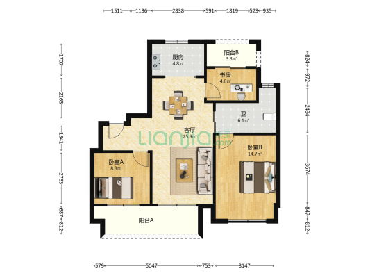 南睿花园 3室1厅1卫 99平方