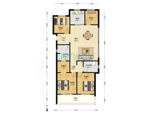 锦翠金宸府 4室1厅2卫 126平方