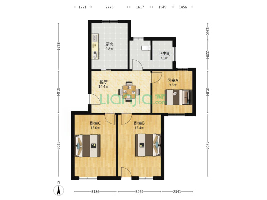 洋沙四村 3室1厅1卫 91平方