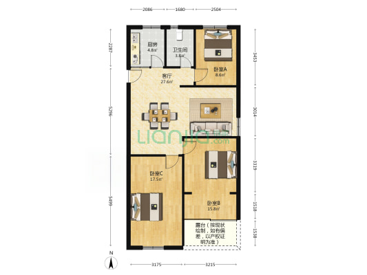 恩波花园 3室1厅1卫 95平方