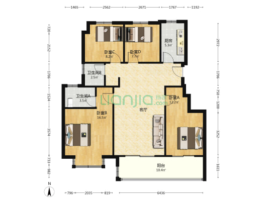 华地·青樾庭 4室1厅2卫 117平方