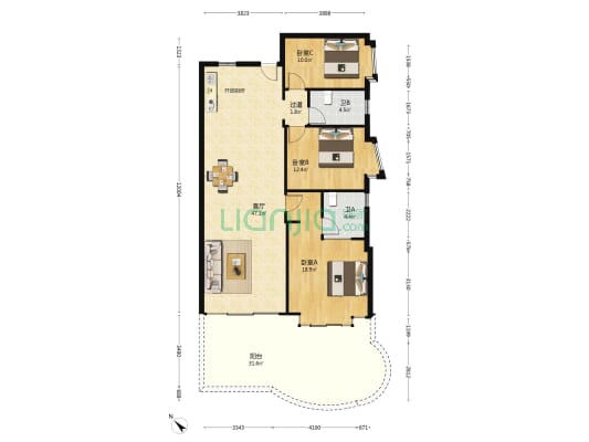 天琴湾一二期 3室1厅2卫 116平方