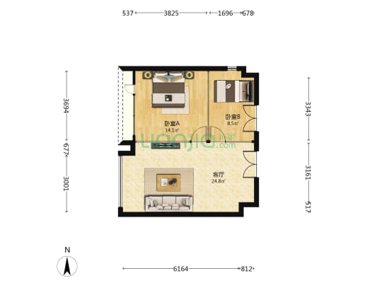 尚领国际 2室1厅0卫 36平方