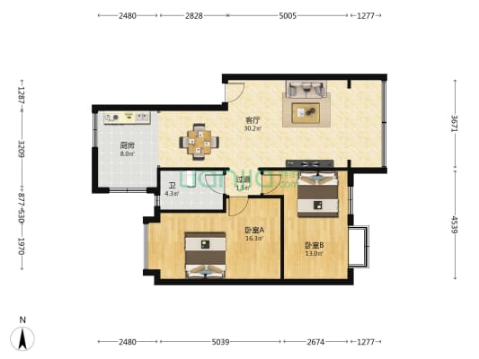海关生活区 2室1厅1卫 88平方