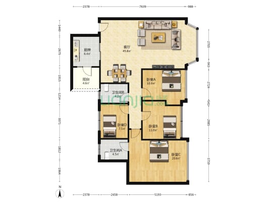 中怡名苑 4室1厅2卫 140平方