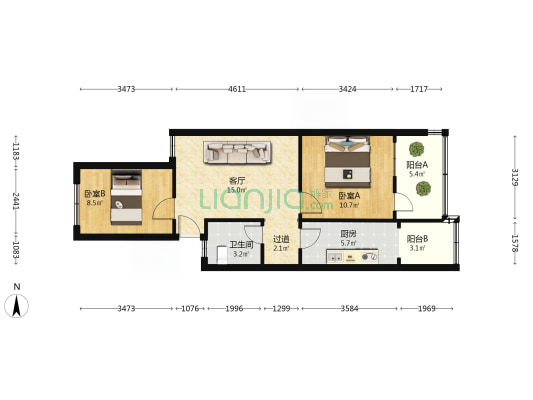 内环路27号院 2室1厅1卫 63平方