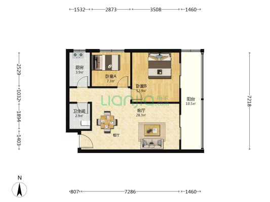 防疫路1号院 2室1厅1卫 82平方