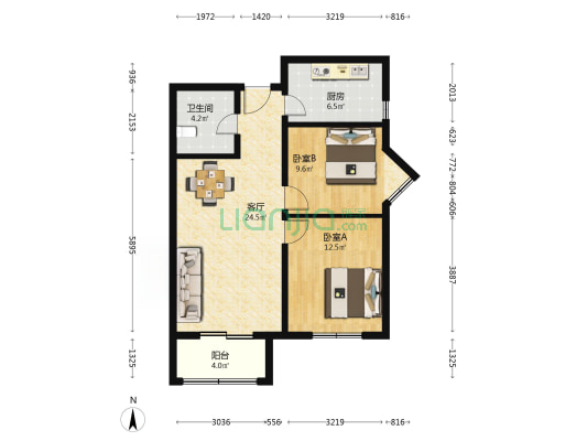 朝丰家园4号院 2室1厅1卫 85平方