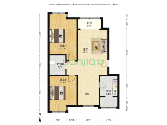 阳光佳园二里 2室1厅1卫 98平方