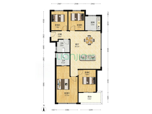 滨望雅庭 4室1厅2卫 117平方