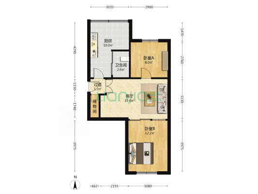 自来水家属楼 2室1厅1卫 64平方