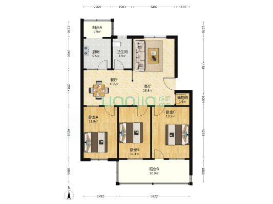 仪表小区南院 3室2厅1卫 103平方