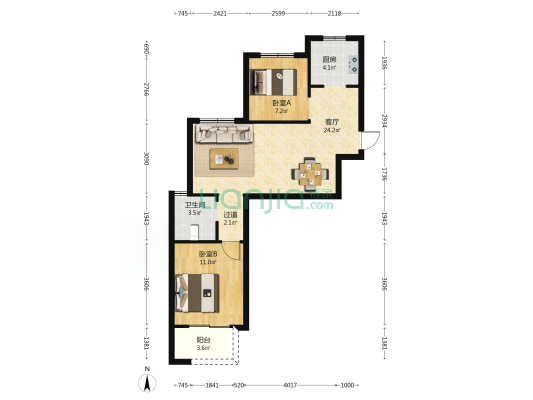 迎东泽第家苑 2室1厅1卫 80平方
