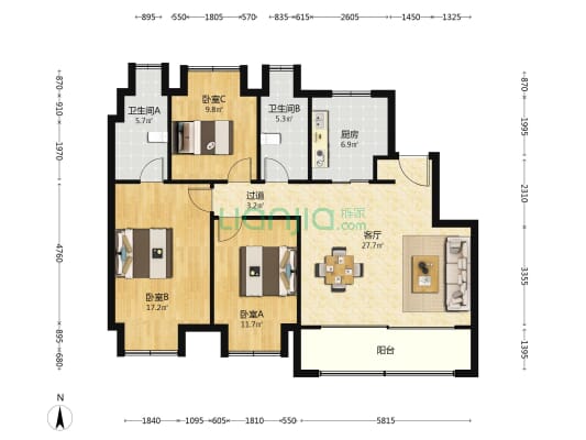 苏州湾·藏璟 3室1厅2卫 119平方