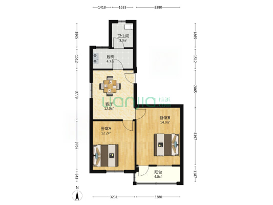 东张家弄 2室1厅1卫 63平方