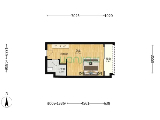 菁英领寓 1室0厅1卫 41平方